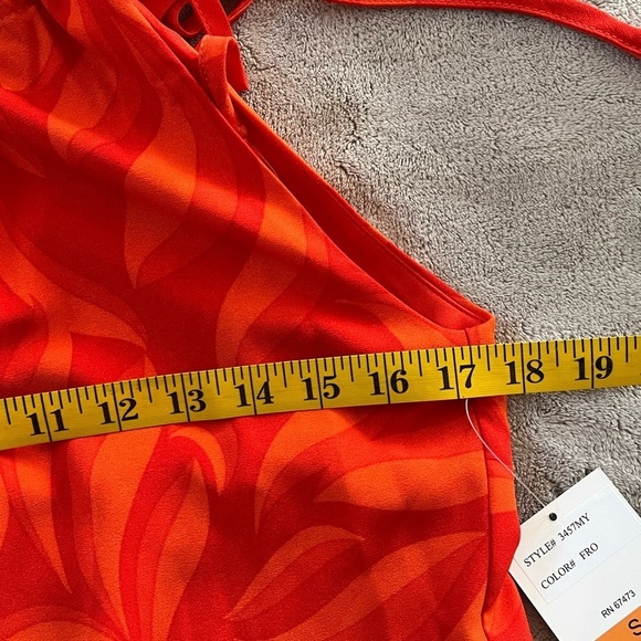 NWT Taylor Sleeveless Shoulder Tie Orange Swirl Design MIDI Dress Size Small - Picture 11 of 12
